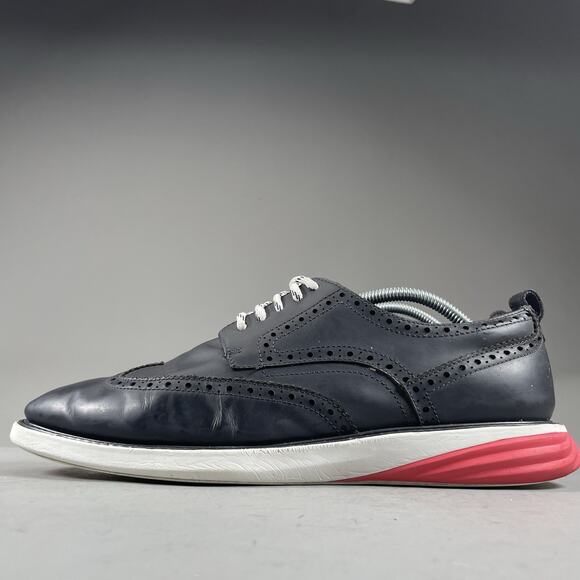 Cole Haan Grand Evolution Men 11M Blue Leather Wingtip Sneaker Casual Dress Shoe - Picture 1 of 9